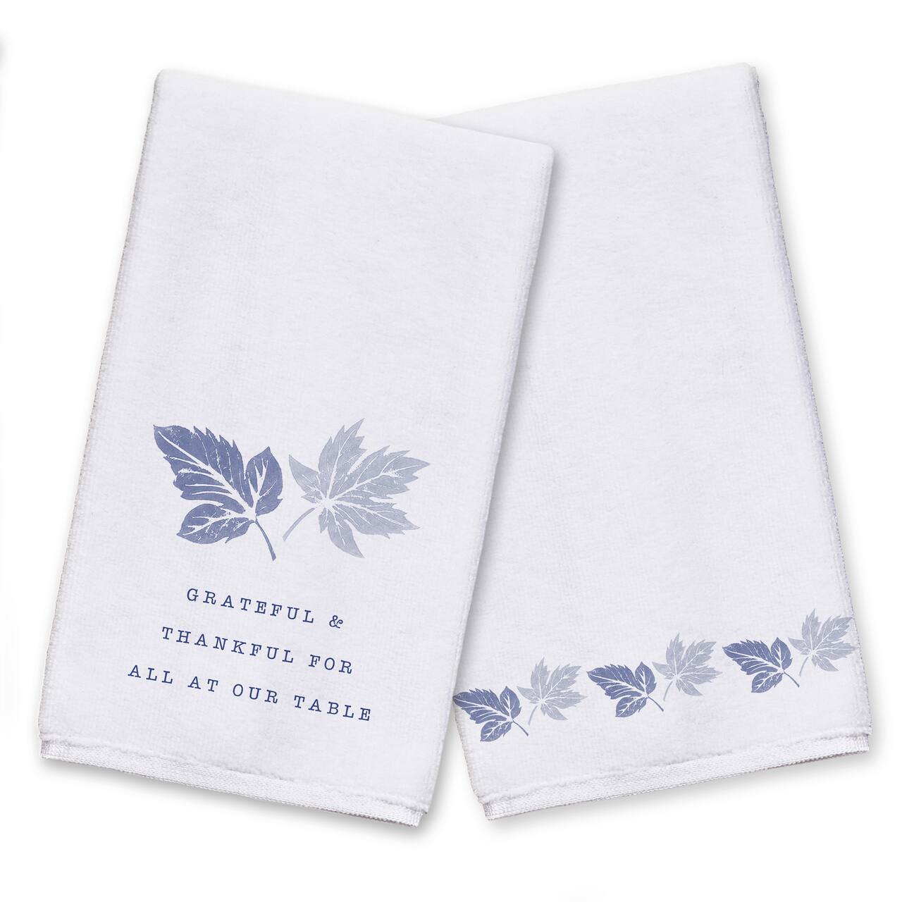 Grateful &#x26; Thankful Blue Tea Towel Set